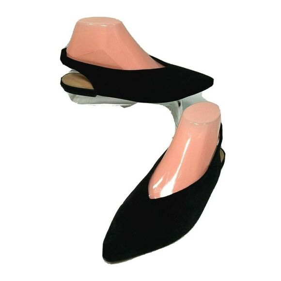 Joe’s Jeans Black Suede Shoes Slingback Flats Pointy Toes - Picture 1 of 12